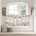 Easter Kitchen Tier Curtains 24 Inch Long 2 Panel Set,Rod Pocket Cafe Small Window Curtains Over Sink,Spring Farmhouse Watercolor Bunny Eggs Wood Grain Light Filtering Short Drapes 27.5"W x 24"L