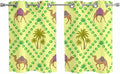 2 Panel Kitchen Cafe Curtains, Desert Sand Camels Sunlight Filtering Nature Air Through, Window Decor Tier Curtains for Living Room 55W x 39L inch Palm Trees Tropical Plants Polka Dot Yellow