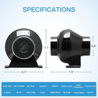 iPower 4 Inch 230 CFM Inline Duct Ventilation Fan Quiet Vent Blower for Hydroponics Grow Tent, Greenhouse Air Circulation, Upgrade