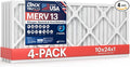 BNX TruFilter 10x24x1 Air Filter MERV 13 (4-Pack) - MADE IN USA - Electrostatic Pleated Air Conditioner HVAC AC Furnace Filters for Allergies, Pollen, Mold, Bacteria, Smoke, Allergen, MPR 1900 FPR 10