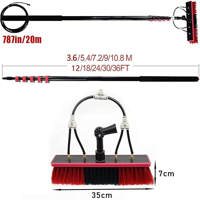 Spray Bar Kit Window Cleaning Brush, Outdoor Window Glass Solar Panel Cleaning,Extendable Cleaner For Greenhouse Roofs, Cleaning Photovoltaic And Solar Panels/35Cmbrushhead/12M/3,35cmbrushhead,12M/39