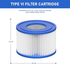 Type VI Hot Tub Filter Cartridge Compatible with Lay-Z-Spa, Coleman SaluSpa 90352E, 58323E, 58323 Swimming Pool Pump (16 Pack)
