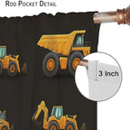 Kids Construction Window Curtains, Construction Machinery Equipment Mode of Transport Bulldozer Tractor Windows Curtain for Children Teens Room Decor 42x54in (30% Blackout)