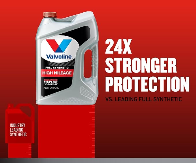Valvoline Full Synthetic High Mileage with MaxLife Technology SAE 5W-20 Motor Oil 1 QT, Case of 6 (Pack of 2)