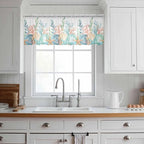 Summer Beach Sheer Valance Curtains, Ocean Colorful Coral Shell Seaweed Starfish Light Filtering Kitchen Valances Rod Pocket Voile Curtain Window Treatment for Bedroom/Living Room/Basement 54Wx18L