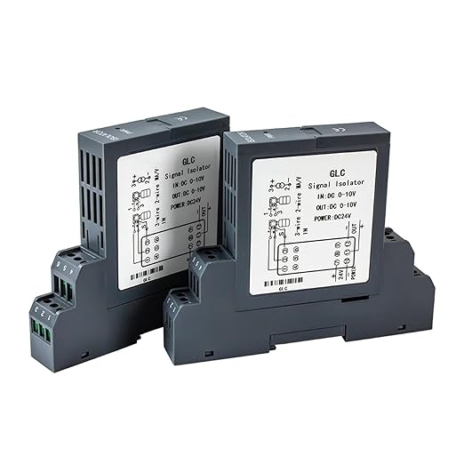 Analog Signal Isolator 4-20mA Signal Isolator Din Rail Mount 0.5% FS Precision for Industrial Automation PLC Control System(1 in 2 Out,Output 4-20MA_Input 0-10MA_DC24V)