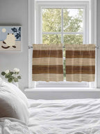Retro Country Brown Wooden Board Window Valance Curtains, Farmhouse Gradient Plank Light Filtering Kitchen Valance with 3-inch Rod Pocket for Living Room Bathroom Bedroom,2 Panel,27.5x36In