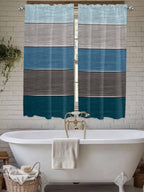 Retro Farm Blue Gray Wood Grain Window Valance Curtains, Rustic Wooden Plank Light Filtering Kitchen Valance with 3-inch Rod Pocket for Living Room Bathroom Bedroom,2 Panel,52x72In