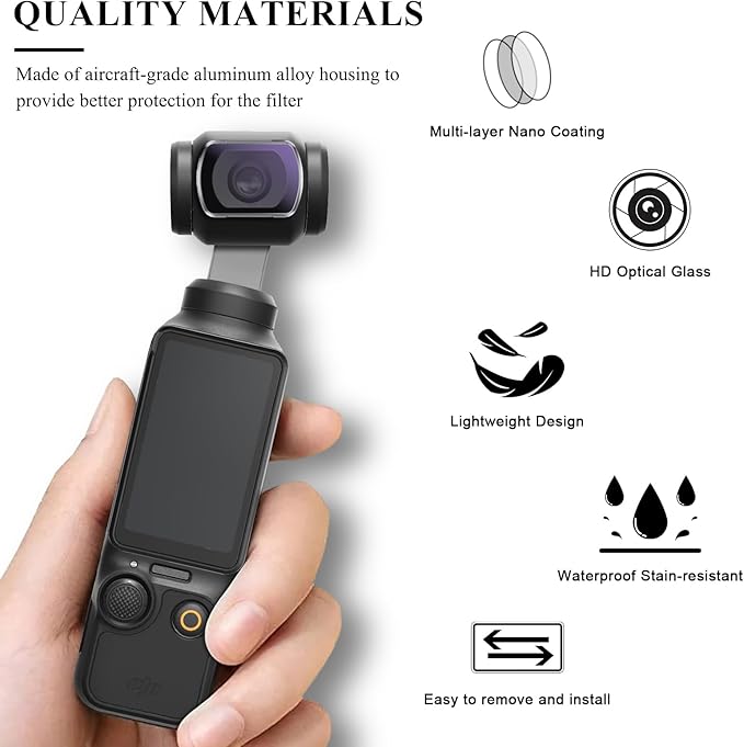 Black Mist Filter ND Filters Set for DJI Osmo Pocket 3 Creative Filter Beauty Soft Filters Creator Combo Camera Accessories-4 Pack(Black Mist ND16 ND64 ND256)