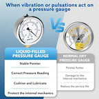 SENCTRL 30 inHg Vacuum Silicone Oil Liquid Filled Low Pressure Gauge, 2.5" Dial Size, 1/4" NPT Lower Mount, Stainless Steel Case, for Air Conditioning Manifolds, HVAC, Air Pump Vacuum Test