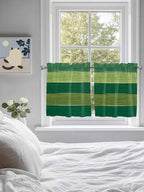 Farm Retro Green Wood Grain Window Valance Curtains, Rustic Wooden Plank Texture Light Filtering Kitchen Valance with 3-inch Rod Pocket for Living Room Bathroom Bedroom,2 Panel,27.5x24In