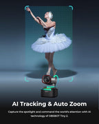 OBSBOT Tiny 2 Webcam 4K Voice Control PTZ, AI Tracking Multi-Mode & Auto Focus, Web Camera with 1/1.5" Sensor, Gesture Control, 60 FPS, HDR Light Correction, Webcam for PC, Streaming, Meeting, etc.