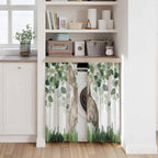 Easter Kitchen Curtains, Country Rabbit Botanical Leaves Wooden Grain Light Filtering Window Curtain Panels, 2Pcs Rod Pocket Window Treatments Set for Cabin Bathroom Bedroom 52x45 Inches