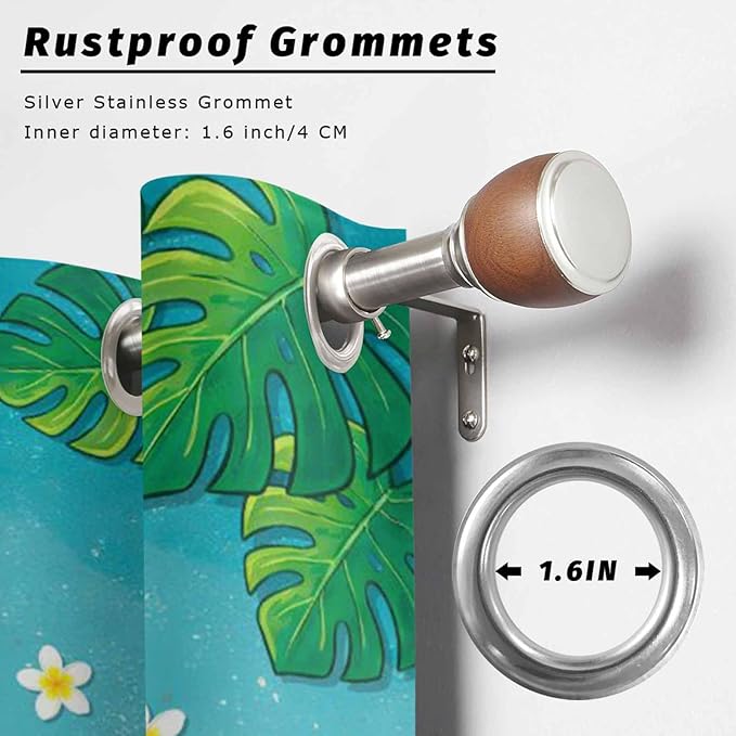 Summer Outdoor Curtains for Patio Plumeria Swimming Circles Ocean Beach Waterproof Outside Curtains with Grommet Top Weatherproof Curtain for Cabana Pergola Gazebo, 1 Panel, 54" W x 95" L