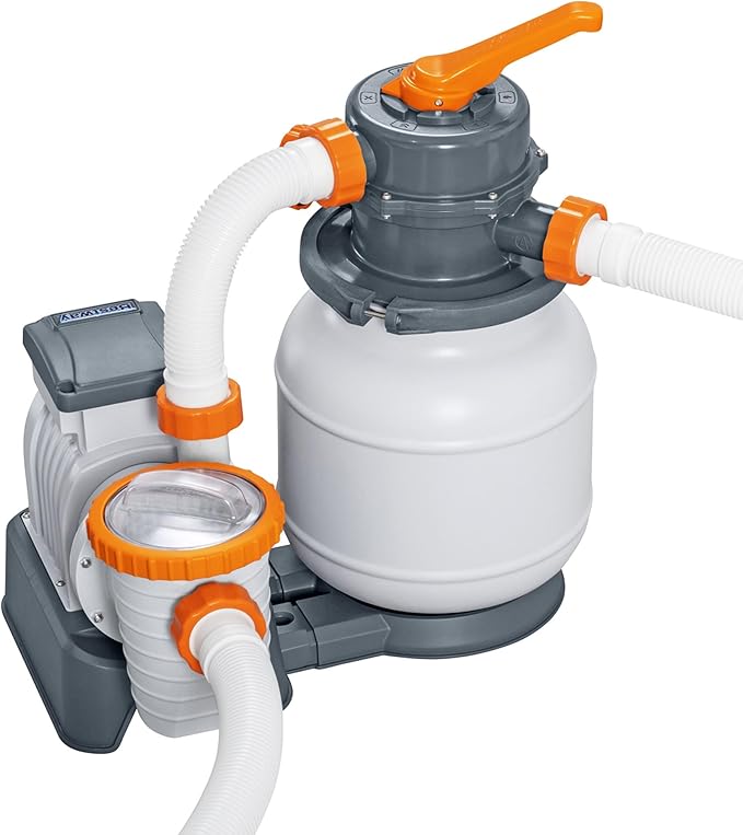Bestway 58498E Flowclear 1500 Gallon Sand Filter Pool Pump for Above Ground 300 to 11,200 Gallon Swimming Pools with Adapter (Sand is Sold Separately)