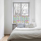Happy Easter Half Window Curtains 24 Inches Long, Spring Bunny Eggs Flower Teal Wood Grain Window Treatment Curtain Drapes, Short Curtains Tiers for Kitchen Over Sink, 27.5"x24", 2 Panels