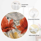 Retro Floral Kitchen Curtains 24 Inch Length, Small Window Curtains Tab Top, Red Yellow Tulips Barm Doors Farmhouse Wooden Light Filtering Short Window Treatments Tier Drapes 27.5"x24" 2 Panel