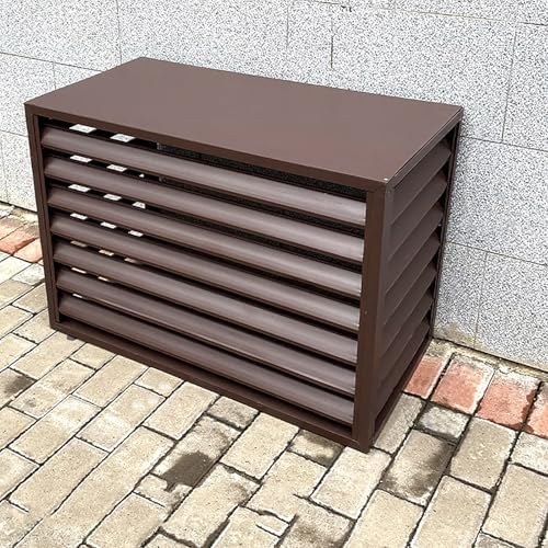 Aluminum Air Conditioner Cover Exterior Air Conditioning Unit Cover Air Conditioner Fence Screen Privacy Fence Trash Can Enclosure Outdoor Condenser Protective (Brown 100x50x70cm)