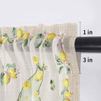 Rustic Lemon Gnomes Sheer Valance Curtains, Summer Fruit Leaves Retro Linen Texture Light Filtering Kitchen Valances Rod Pocket Voile Curtain Window Treatment for Bedroom/Living Room/Basement 42Wx18L