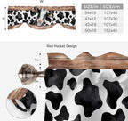Cow Printed Tie Up Valance Curtains for Windows, Kitchen Curtains Window Shades, Farmhouse Watercolor Country Wooden Grain Light Filtering Roman Curtain Valances for Bedroom/Bathroom/Cafe 54"x18"