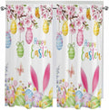 Happy Easter Living Room Curtains 72 Inches length, Spring Watercolor Bunny Eggs Flower Branch Window Treatment Curtain Drapes, Light Filtering Drapes for Bedroom Laundry Room, 52"x72", 2 Panels