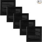 Vent Systems 4.5" x 4.5" Inch (Opening Dimensions) - Pack of 5 - Plastic Black Soffit Vent Cover - Flat Square Air Vent Grille - Air Vent Deflector - HVAC 5.9" x 5.9" Inch (Overall Dimensions)