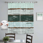 Blue Teal Living Room Curtains 96 Inch Length, Window Curtains Tab Top, Vintage Wooden Retro Art Farmhouse Barns Light Filtering Window Treatments Drapes 52"x96" 2 Panel