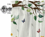 Easter Gnomes Curtain Valances for Windows, Kitchen Valance Window Treatment, Spring Watercolor Eggs Flower Wood Grain Light Filtering Block Curtains for Bathroom/Bedroom/Living Room 42'' x 12''
