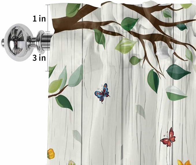 Easter Gnomes Curtain Valances for Windows, Kitchen Valance Window Treatment, Spring Watercolor Eggs Flower Wood Grain Light Filtering Block Curtains for Bathroom/Bedroom/Living Room 54'' x 18''