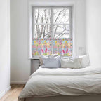 Colorful Easter Half Window Curtain 36 Inches Long, Spring Watercolor Bunny Egg Flower Wood Grain Window Treatment Curtain Drapes, Small Tier Curtains for Bathroom Over Sink, 27.5"x36", 2 Panels