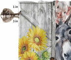 Farmhouse Tier Curtains 45 Inches Long, Watercolor Sunflowers Animals Printed Wood Grain Window Treatment Curtain Drapes, Small Curtain Drapes for Bathroom Laundry Room, 27.5"x45", 2 Panels