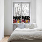 Spring Flowers Half Window Curtains 24 Inches Long, Watercolor Country Colorful Floral Black Window Treatment Curtain Drapes, Short Curtains Tiers for Kitchen Over Sink, 27.5"x24", 2 Panels