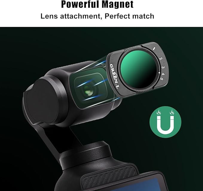 GREEN.L Variable ND2-32 & 1/4 Black Mist Filter for DJI Osmo Pocket 3, Magnetic 2-in-1 ND Cinematic Filter, HD Multi-Coated Optical Glass for Cinematic Video
