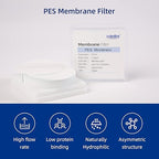 100 Pieces/Pack PES Disc Membrane Filters Hydrophilic 47mm Diameter 0.22µm Pore Size