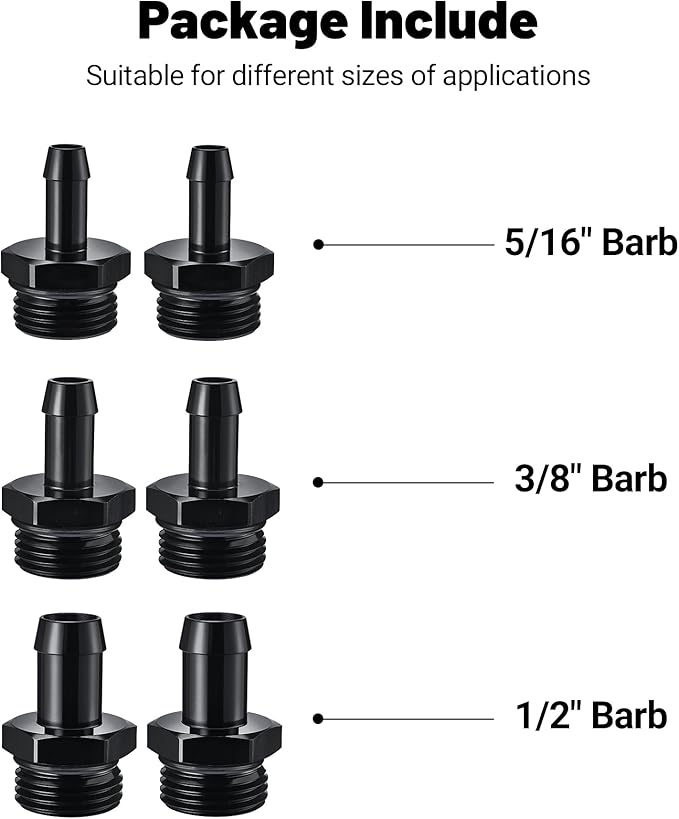 EVIL ENERGY Inline Fuel Filter 100 Micron with Barb 1/2", 3/8", 5/16" Fitting Adapter, Bracket Clamp 50MM Universal Aluminum Black for Gasoline, Diesel, Rubber Fuel Line