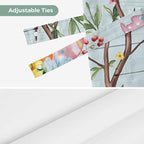 Easter Bunny Tie Up Valance Curtains for Windows, Kitchen Curtains Window Shades, Easter Eggs Spring Farmhouse Wood Grain Teal Blue Light Filtering Curtain Valances for Bedroom/Bathroom/Cafe 42"x12"