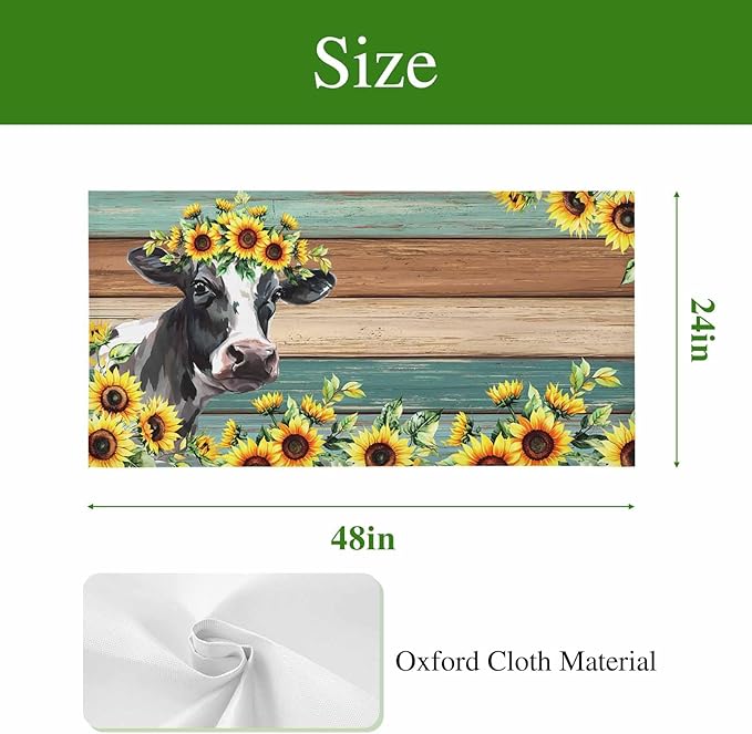 Fluorescent Light Covers Farm Cow Sunflower Magnetic Light Filters Vintage Blue Green Wood Grain Ceiling Light Covers for Classroom Office Home Drop Ceiling Lamp Decor 3 Pieces