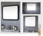 Bathroom Mirror with LED Light and Demister Pad Wall Mounted Mirror Makeup Shaving Mirror Smart Touch Switch (Black 600 * 800mm)