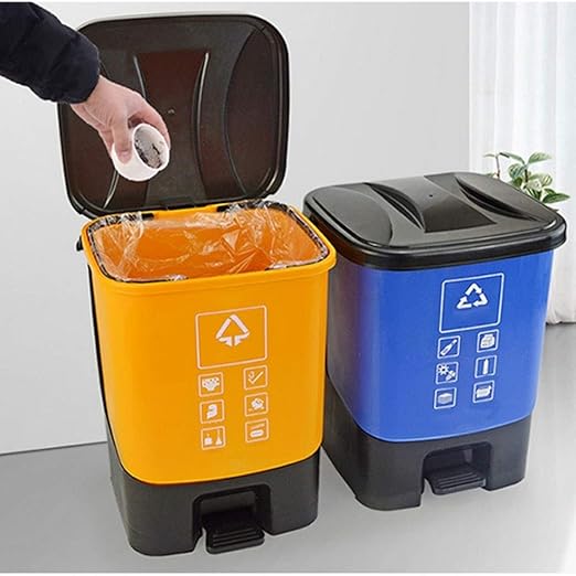 HASMI Trash Can Pedal-Type Trash Can, with Lid, Household Outdoor Garbage Sorting Box 20L Wastebasket (Color : White)