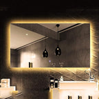 Wall Mirror Modern LED Bathroom Mirror with Defogging Backlit Bathroom Mirrors with Light and Touch Sensor Switch Demister Pad (Color : D Size : 50CMx70CM) (C 80CMx130CM)