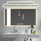 Bathroom Mirror with LED Lights，LED Bathroom Mirror，Smart Lighted Bathroom Mirror for Wall，Energy-Saving LED Smart Mirrors，with Demister Pad，Three-Color Light(H75*W100cm/H29.5*W39.4IN)