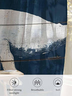 Sheer Curtains 63 Inch Length, Ocean Whale Blue Semi Sheer Curtains Light Filtering Window Treatment, Watercolor Coastal Vintage Wood Grain Privacy Voile Drapes for Living Room Bedroom 52x63 Inch