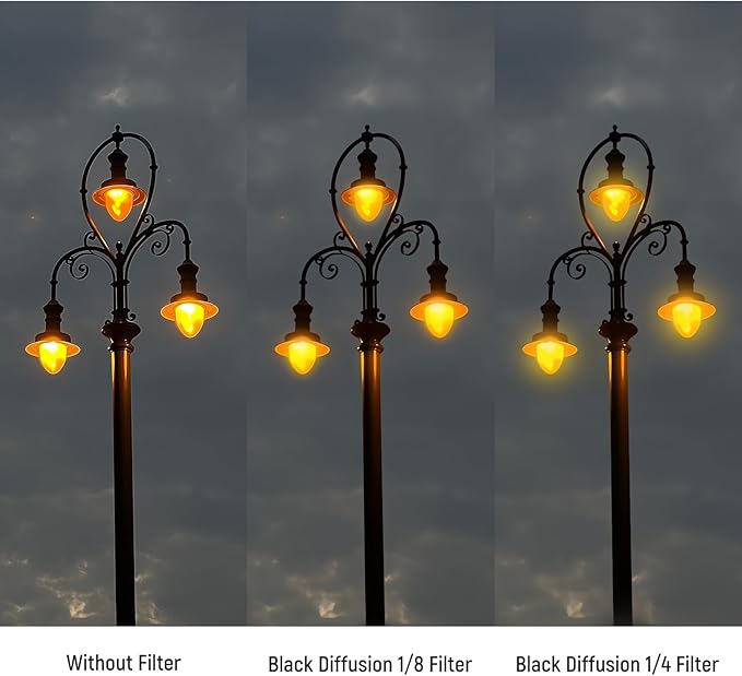 NEEWER 62mm 1/4 & 1/8 Black Diffusion Camera Lens Filter 2 Pack Set, Dreamy Cinematic Effect Filter Multicoated Glass Storage Case Cleaning Cloth, for Portrait Photography Video