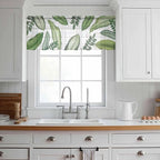 Summer Palm Leaf Sheer Valance Curtains, Green Tropical Plants Nature Leaves Wood Grain Light Filtering Kitchen Valances Rod Pocket Voile Curtain Treatment for Bedroom/Living Room/Basement 60Wx18L