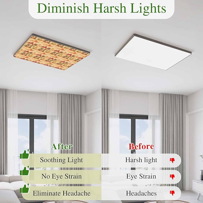 Tropical Plant Cactus Fluorescent Light Covers 3 Pack Western Cowboy Horse Sunset Desert Ethnic Magnetic Fluorescent Ceiling Lights Filters for Office Classroom Home Drop Ceiling 4x2 Feet