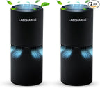 LabCharge Small Ionic Air Purifier for Home & Bedroom – Silent HEPA Filter – Covers 250 Sq Ft - Free Cleaner for Pets, Hair, Smoke, Dust, Odors & Dander – Compact & Black Design - Pack of 2