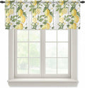 Spring Summer Lemon Sheer Valance Curtains, Leaf Flower White Wood Grain Light Filtering Kitchen Valances Rod Pocket Voile Curtain Window Treatment for Bedroom/Living Room/Basement 54Wx18L
