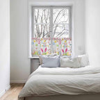 Happy Easter Half Window Curtain 36 Inches Long, Spring Watercolor Bunny Eggs Flower Grey Plaid Window Treatment Curtain Drapes, Small Tier Curtains for Bathroom Over Sink, 27.5"x36", 2 Panels