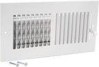 EZ-FLO 10 x 4 Inch (Duct Opening) Air Vent Cover for Wall or Ceiling, Two-Way Ventilation Register, Solid Steel HVAC Register Cover, White, 61609