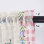 Easter Sheer Valances for Windows 42"x18", Light Filtering Kitchen Curtains Valance, Country Gnomes Duck Floral Eggs Pink Buffalo Check Rod Pocket Chiffon Curtains for Living Room Bedroom Cafe